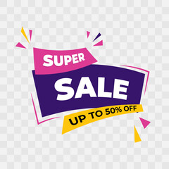isolated super sale banner design with yellow color - obrazy, fototapety, plakaty