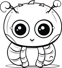 Black and White Cartoon Illustration of Cute Little Crab Animal Character