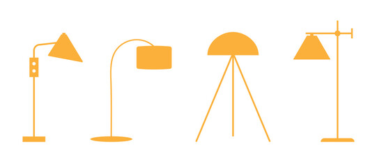 Set of floor lamps icons on a white background. Vector flat icons