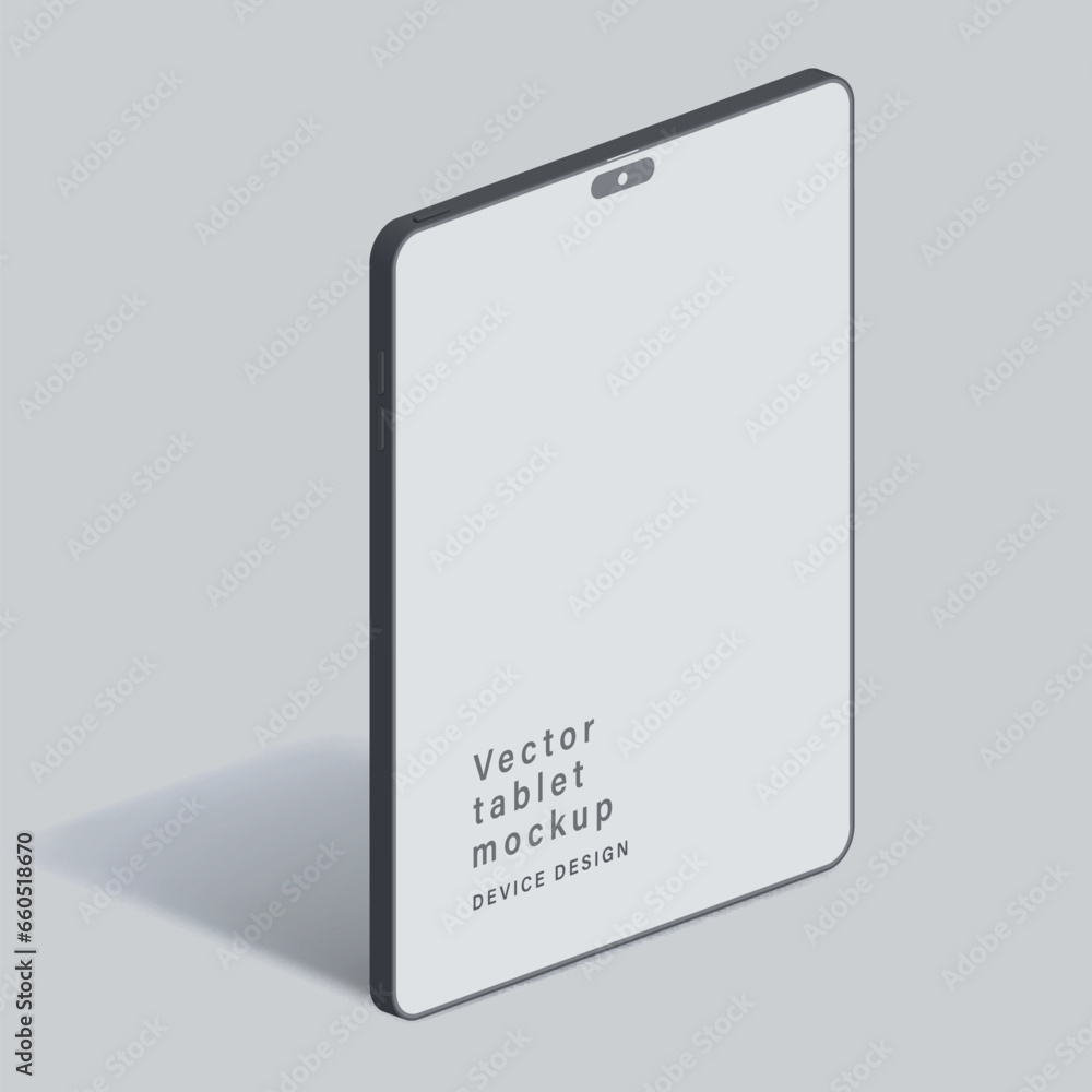 Poster tablet clay mockup with shadow for application design presentation isolated on grey background. mini