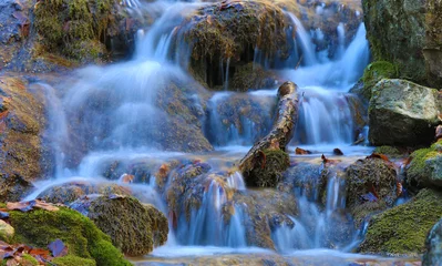 nice waterfall on mountain river