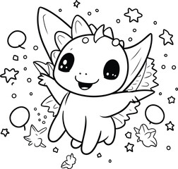 Coloring Page Outline Of Cute Cartoon Hedgehog With Wings