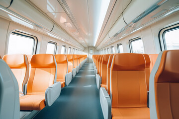 Interior shots of modern clean and comfortable train 