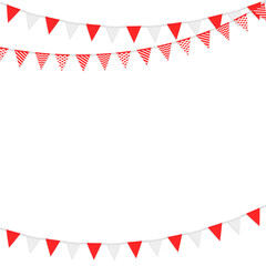 Fototapeta premium Christmas red triangular buntings flat vector background