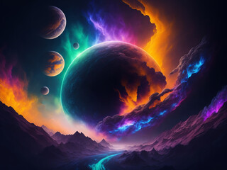 The colorful life of space, fantasy. AI