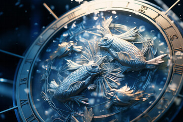 Zodiac astrology horoscope pisces fish - obrazy, fototapety, plakaty