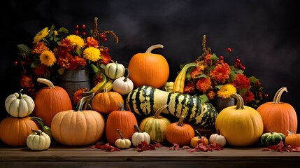 autumn harvest vegetables decorative arrangement