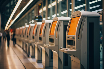 Close-ups of train ticket machines and digital displays  - obrazy, fototapety, plakaty