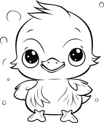 Coloring book for children. Cute duckling. Vector illustration