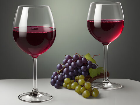 Wine with wine glass and grapes on wooden table. Image is generated with the use of an Artificial intelligence
