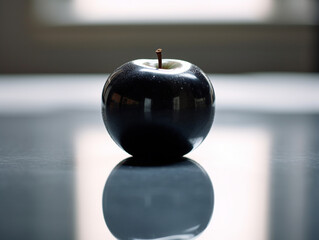 A glossy and shiny black apple