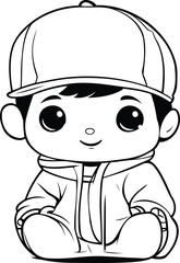 cute little boy with safety helmet. vector illustration eps10