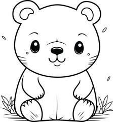 Obraz na płótnie Canvas Coloring book for children. Cute bear sitting on the grass