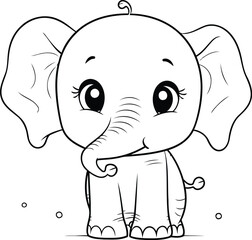 Coloring book for children. Cute elephant. Vector illustration.