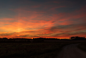 Naklejka na ściany i meble Colorful sunset at Zebrene, Latvia.
