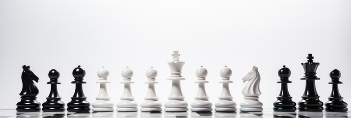 Chess pieces on chessboard, Concept for Leadership, teamwork, partnership, business strategy, decision and competition.