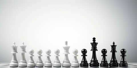 Chess pieces on chessboard, Concept for Leadership, teamwork, partnership, business strategy, decision and competition.