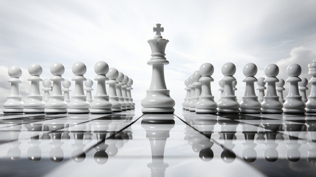Chess pieces on chessboard, Concept for Leadership, teamwork, partnership, business strategy, decision and competition.