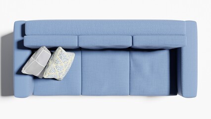 blue sofa with bottom drawers made of wood