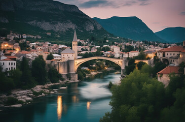 Bosnia and Herzegovina bridge - Created with Generative AI Technology