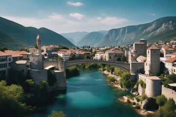 Bosnia and Herzegovina bridge - Created with Generative AI Technology