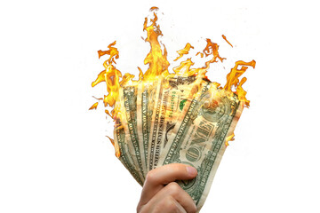 US Dollar bills on fire