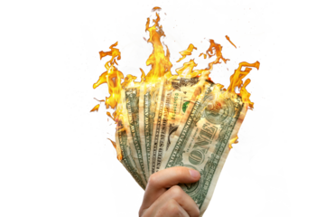US Dollar bills on fire