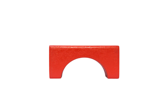 red wooden geometric shapes block for conceptual design. Education game. isolated on white background.PNG