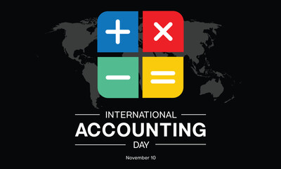 International Accounting Day design with Add, Subtract, Multiply and Equal sign.  Vector illustration
