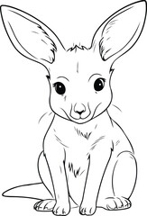 Cute cartoon kangaroo. Vector illustration for coloring book.