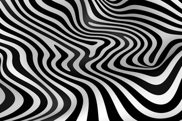 Fototapeta premium Trippy flat lines, digital background, minimalist, black and white colors