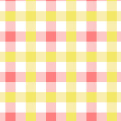 Pastel tablecloth gingham Vector Seamless Pattern. Yellow and red checker background. Cottagecore Garden design. Homestead Farmhouse Summer Graphic Background.