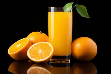fresh orange juice with orange peel on the side generative ai