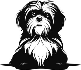 silhouette character shih tzu dog,cute logo.