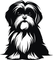 silhouette character shih tzu dog,cute logo.
