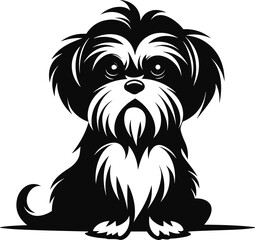 silhouette character shih tzu dog,cute logo.