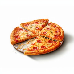 Fresh pizza on a white plate isolated on a white background. Strong shadow.