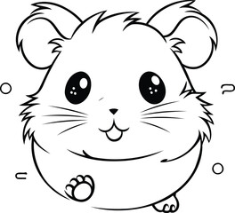 Cute hamster. Coloring book for children. Vector illustration.