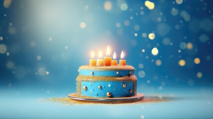 Birthday cake decorated with colorful sprinkles and candles in elegant style. Generative Ai 
