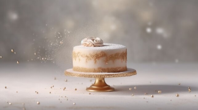 Birthday cake decorated with colorful sprinkles in elegant style. Generative Ai 