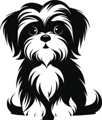 silhouette character shih tzu dog,cute logo.