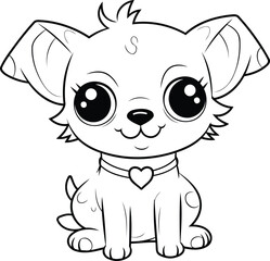 Cute cartoon dog. Vector illustration. Coloring book for children.
