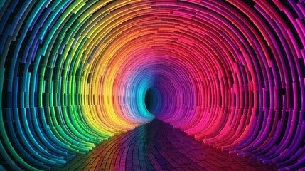 AI generated illustration of dark tunnel of rainbow.Generative AI