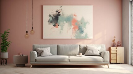 An abstract style art print minimal with soft color.Generative AI