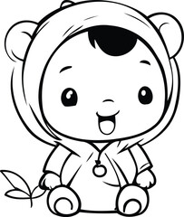 Illustration of a Cute Little Baby Boy   Coloring Book
