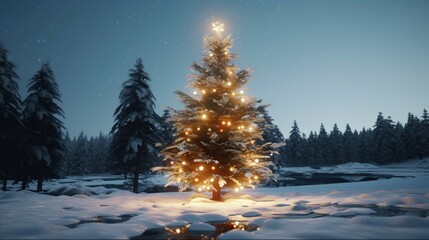 Christmas Tree Outdoors.Generative AI