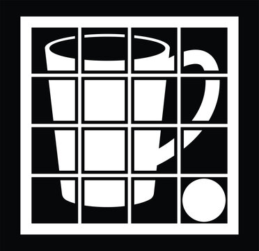 Puzzles in the form of a cup. macthing the parts to complate it on white possition. Concept of big idea. Complete The idea