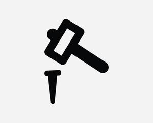 Hammer and Nail Icon Building Construction Work Repair Fix Working Remodel Renovation Sign Symbol EPS Vector