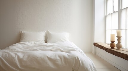 Small bedroom by rose uniacke, minimalism - obrazy, fototapety, plakaty