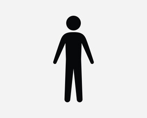 Man Icon Male Gender Toilet Bathroom Restroom Boy Stick Figure Silhouette Stand Member Avatar Black White Shape Line Outline Sign Symbol EPS Vector